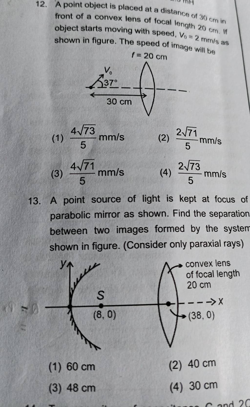 A Point Object Is Placed At A Distance Of Cm In Front Of A Convex Lens