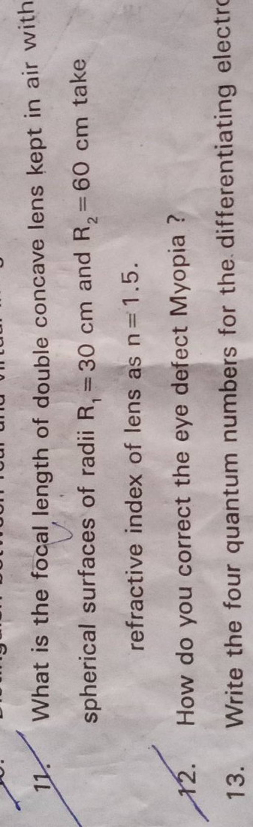 What Is The Focal Length Of Double Concave Lens Kept In Air With Sphe