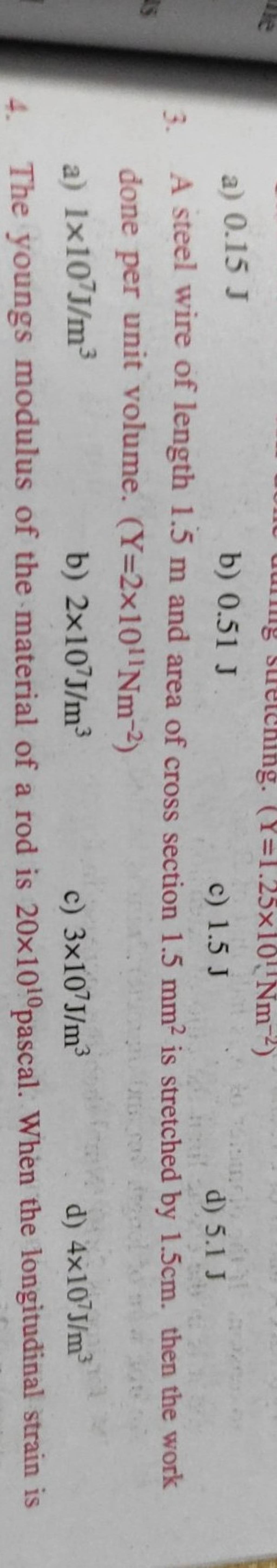 A steel wire of length 1.5 m and area of cross section 1.5 mm2 is stretch..