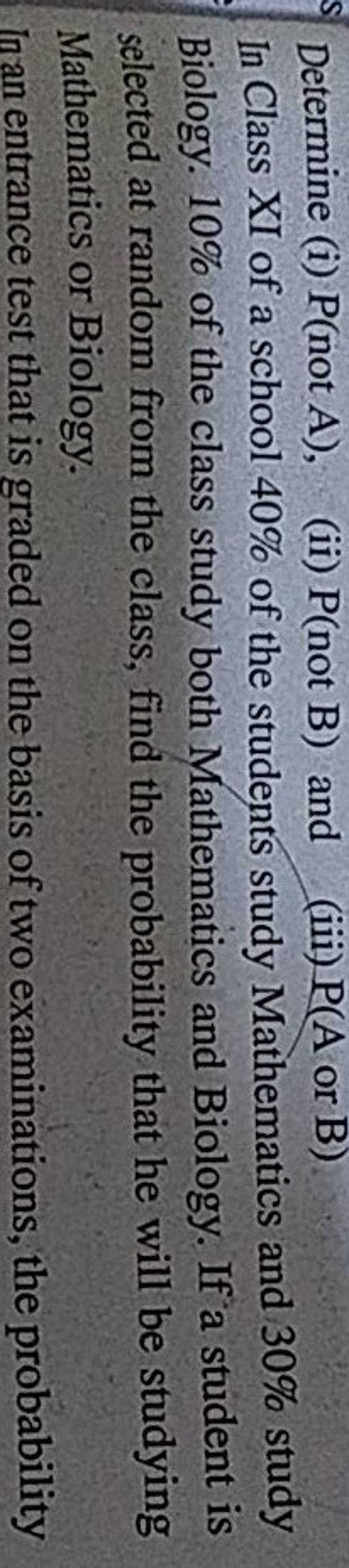 Determine i P Not A ii P Not B And iii P A Or B In Class XI determine-i-p-not-a-ii-p-not-b-and-iii-p-a-or-b-in-class-xi