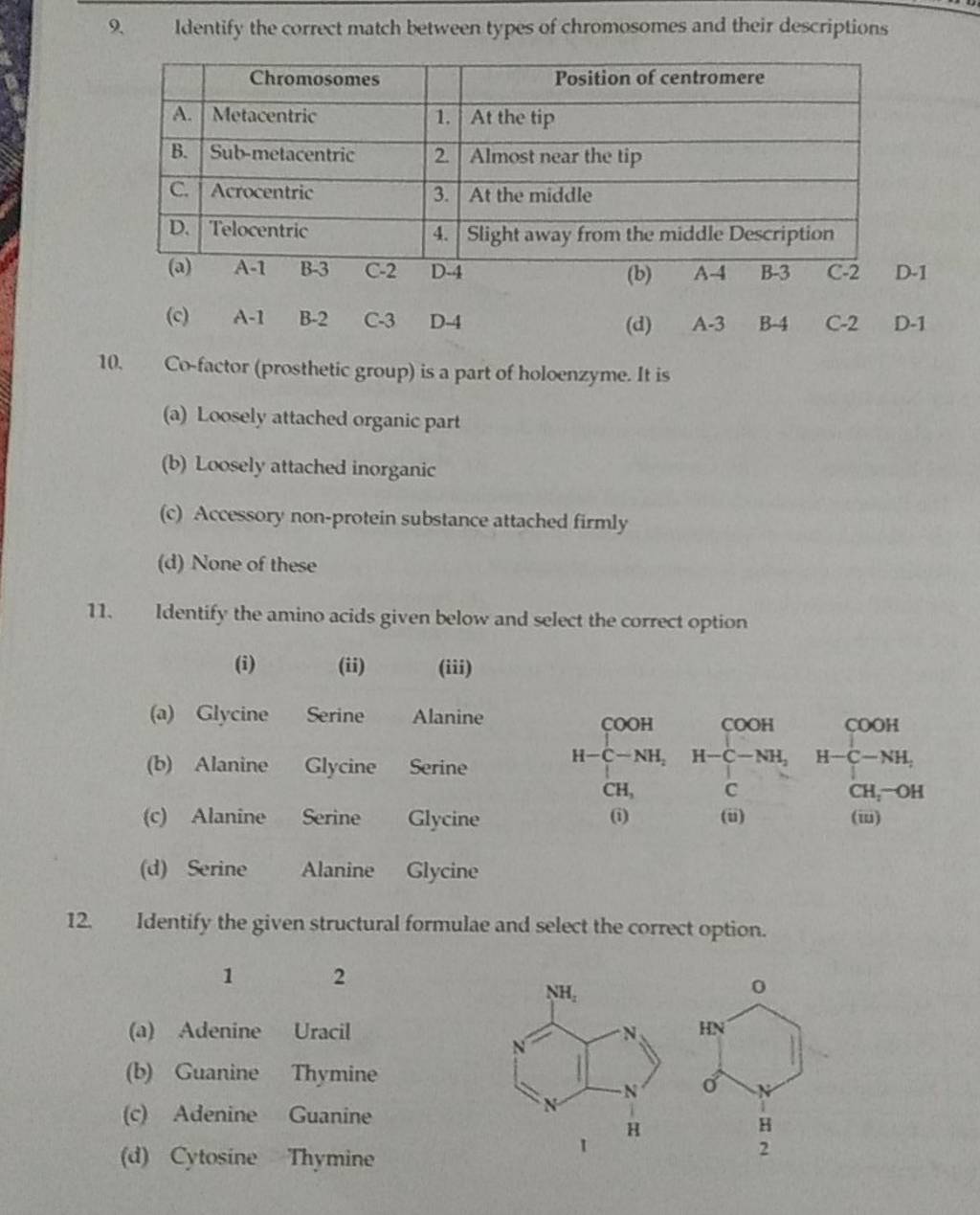Identify the amino acids given below and select the correct option (i) (i..
