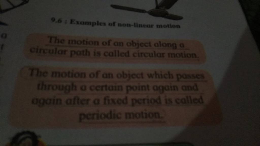 9,6 Examples of motion The motion of an object along a circu..