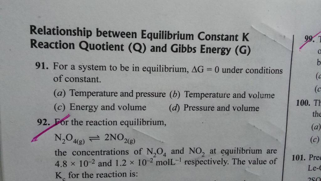 Relationship Between Equilibrium Constant K Reaction Quotient Q And Gib