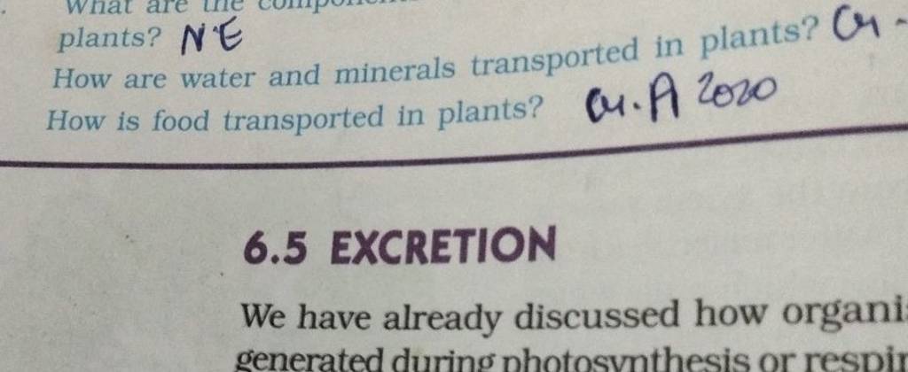 How Are Water And Minerals Transported In Plants? Cr. 6.5 EXCRETION We Ha..