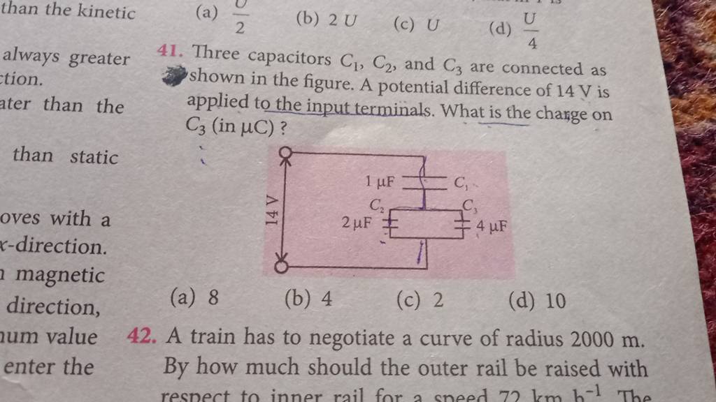 Three capacitors C1 ,C2 , and C3 are connected as shown in the figure. A..
