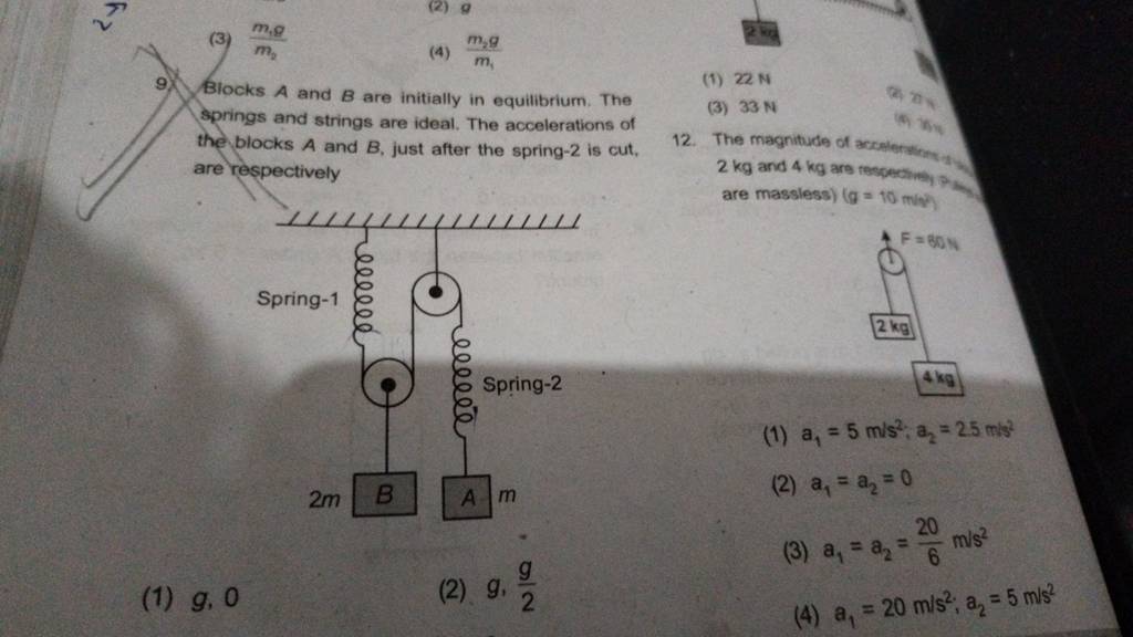 Blocks A And B Are Initially In Equilibrium. The Springs And Strings Are