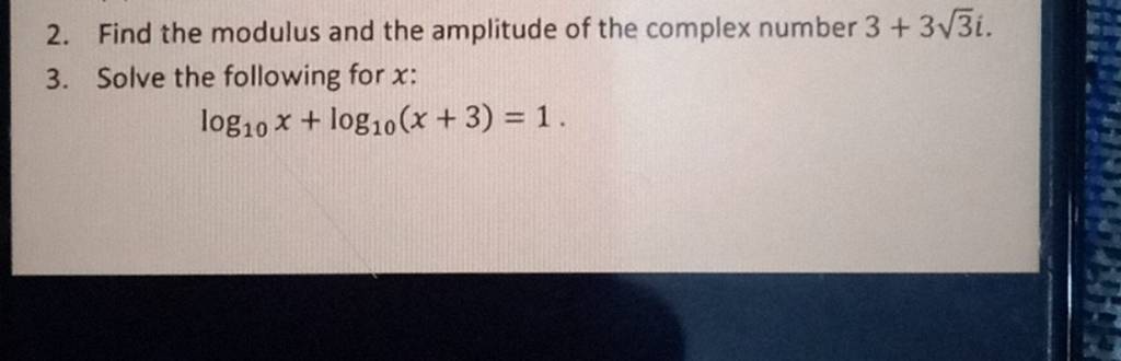 find the modulus and amplitude of complex number 3   2i