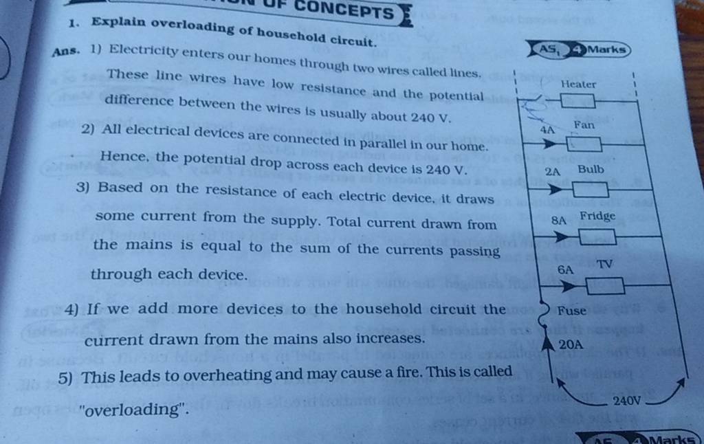 1. Explain overloading of household circuit. Ans. 1) Electricity enters o..