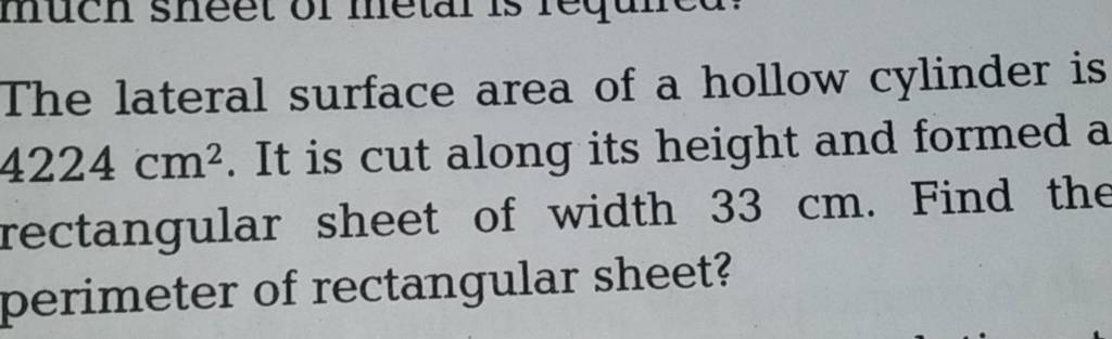 lateral surface area of hollow cylinder formula