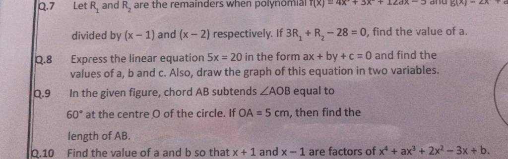Q.7 Let R1​ and R2​ are the remainders when polynomial T(x)=4x+3x+1<dx