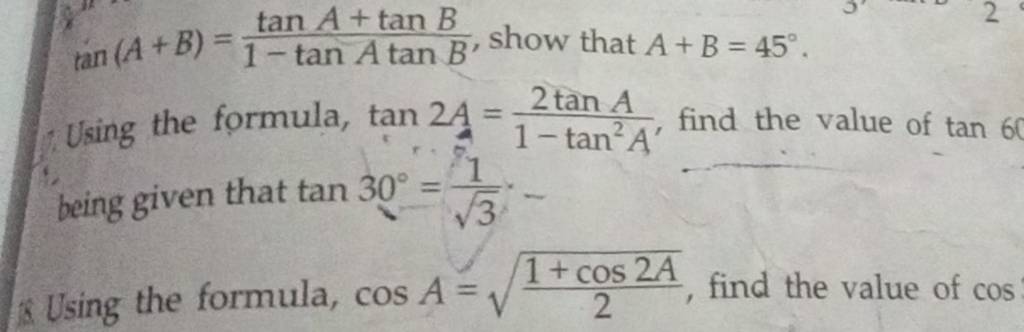 tan-a-b-1-tanatanbtana-tanb-show-that-a-b-45-using-the-formula-tan2a