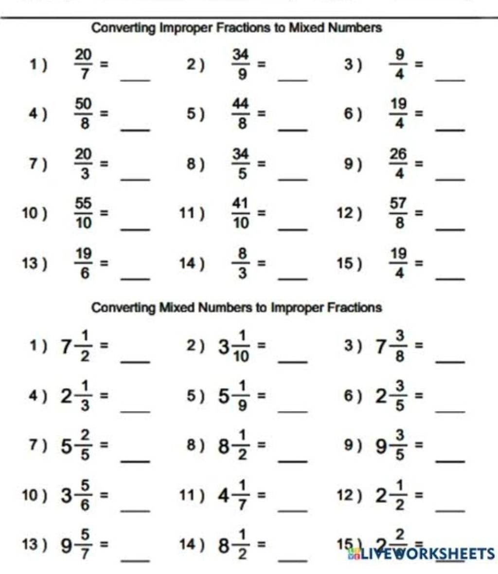 Converting Improper Fractions to Mixed Numbers | Filo