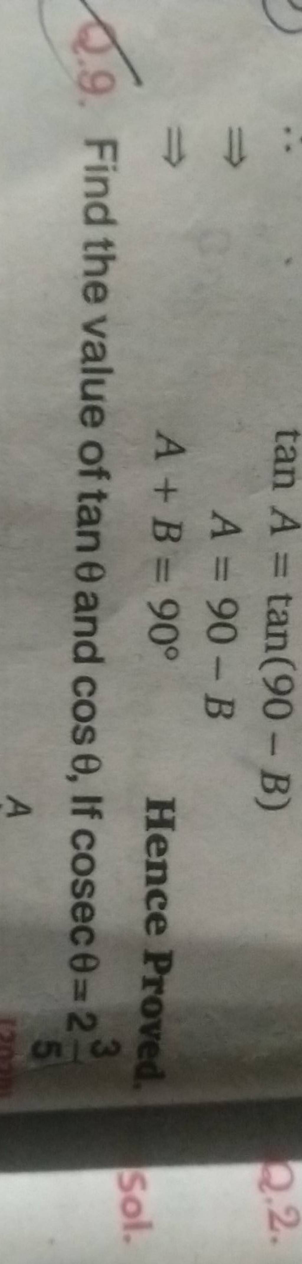 TanAAA B tan 90 90 B 90 2 9 Find The Value Of Tan And Cos If tanaaa-b-tan-90-90-b-90-2-9-find-the-value-of-tan-and-cos-if