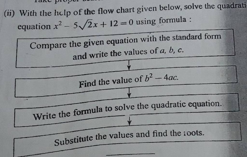 (ii) With the help of the flow chart given below, solve the quadrati equa..
