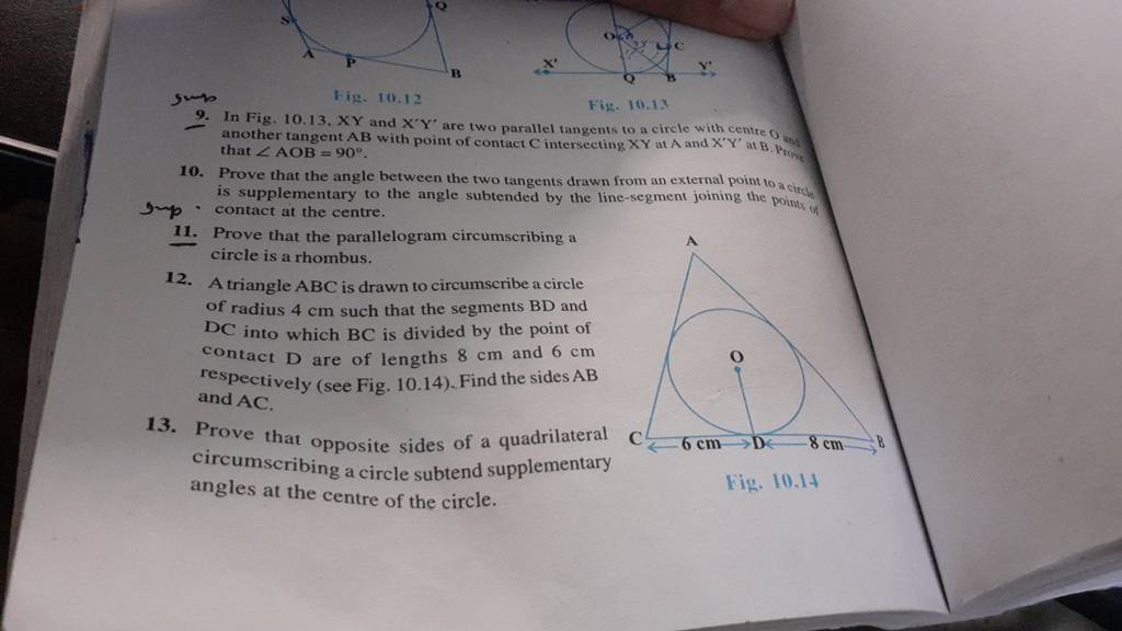 That ∠aob90∘ 10 Prove That The Angle Between The Two Tangents Drawn Fr 2645