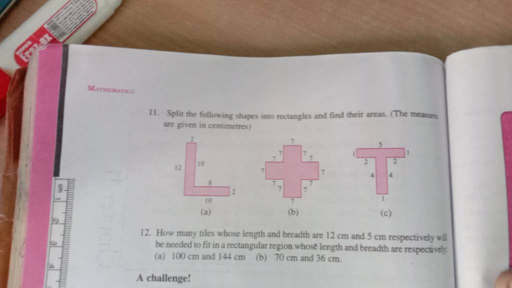 11. Split The Following Shapes Into Rectangles And Find Their Areas. (The..