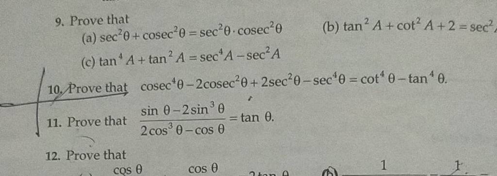 prove that tan2a cot2a 2 sec2a cosec2a