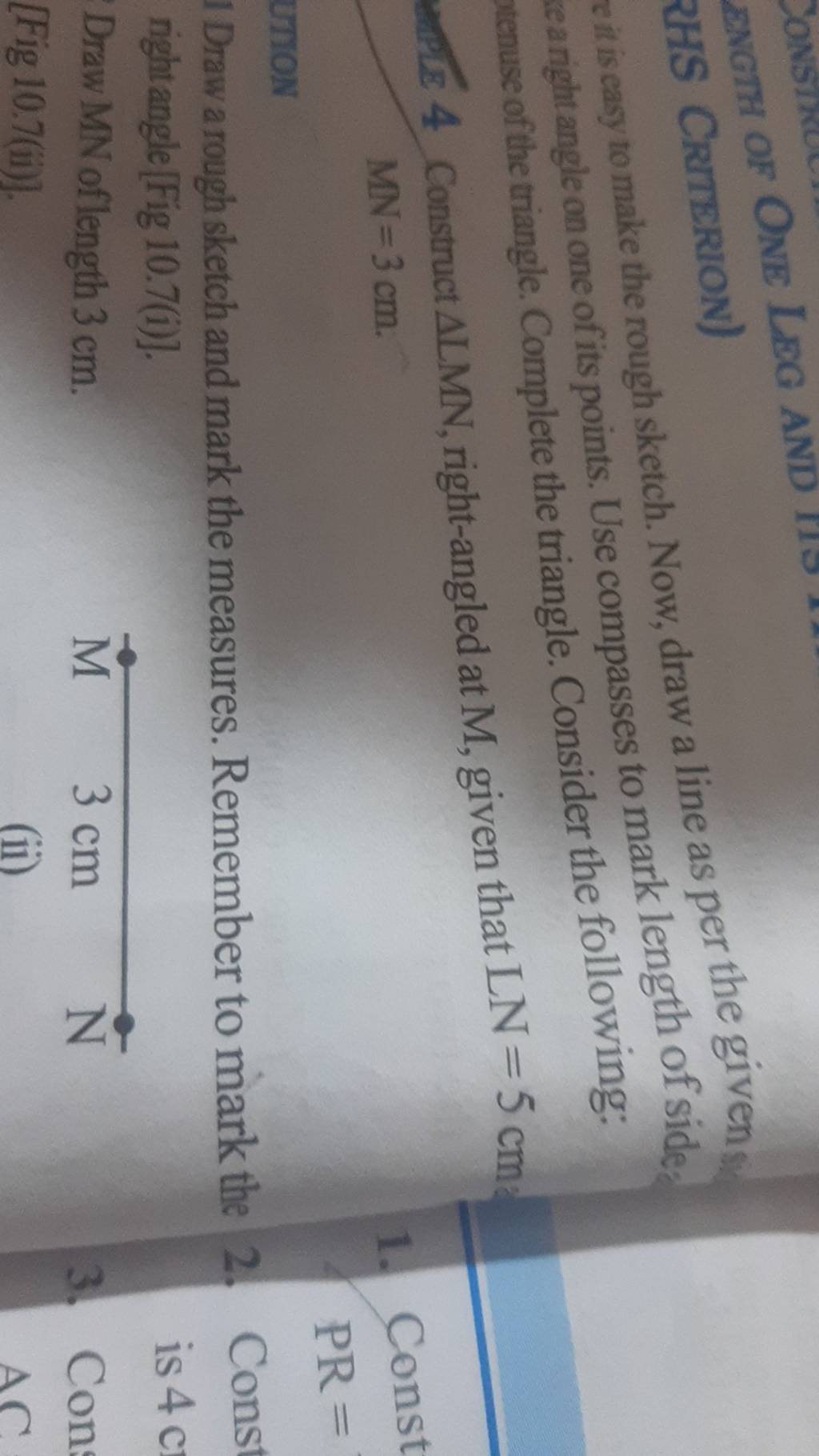 ENGTH OF ONE LEG AND CrItERION) eiris iseasy to make the rough sketch. No..