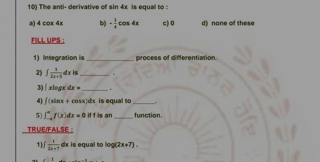 the-anti-derivative-of-sin4x-is-equal-to-a-4cos4x-b-41-cos4x-c-0-d