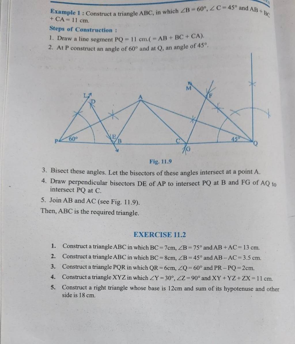 Example 1: Construct A Triangle ABC, In Which ∠B=60∘,∠C=45∘ And AB+BC +CA..