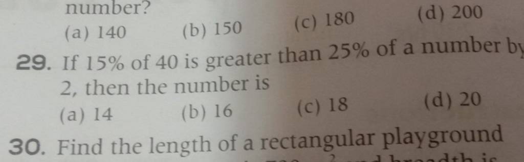 Number A 140 B 150 C 180 D 200 29 If 15 Of 40 Is Greater Than Number A 140 B 150 C 180 D 200 29 If 15 Of 40 Is Greater Than