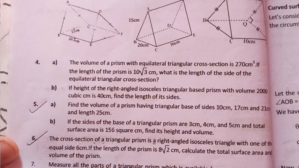 4 A The Volume Of A Prism With Equilateral Triangular Cross Section Is 3867