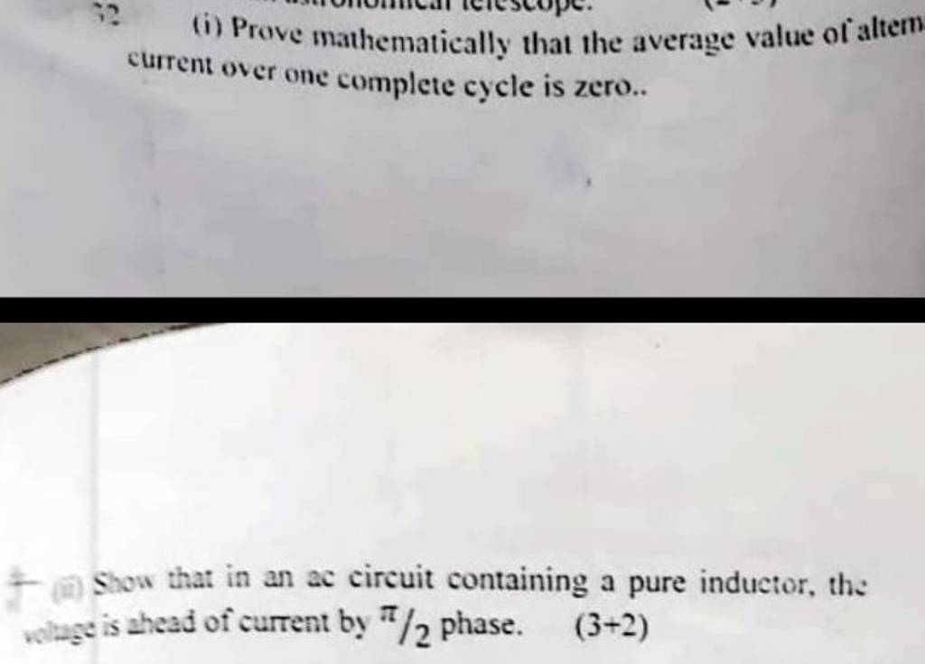 current over one complete cycle is zero.. (iii) Show that in an ac circ..