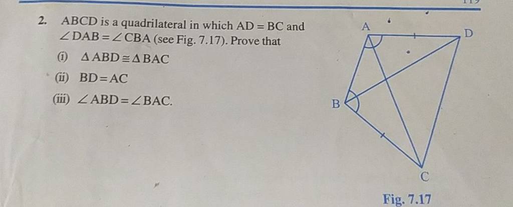 2 Abcd Is A Quadrilateral In Which Adbc And ∠dab∠cba See Fig 717 4556