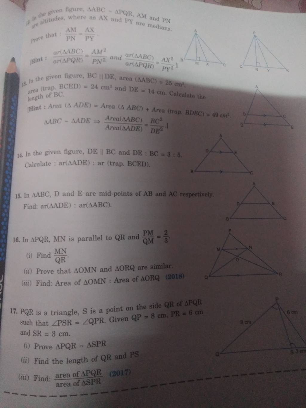 the given figure, ABC−APQR,AM and PN altitudes, where as AX and PY are m..