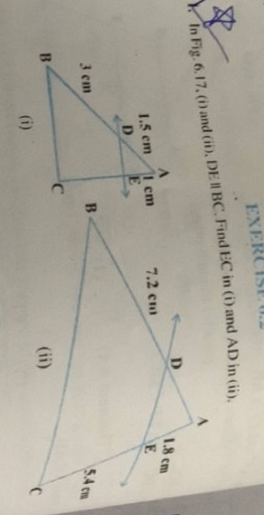 1 In Fig 6 17 I And Ii De∥bc Find Ec In I And Ad In Ii I