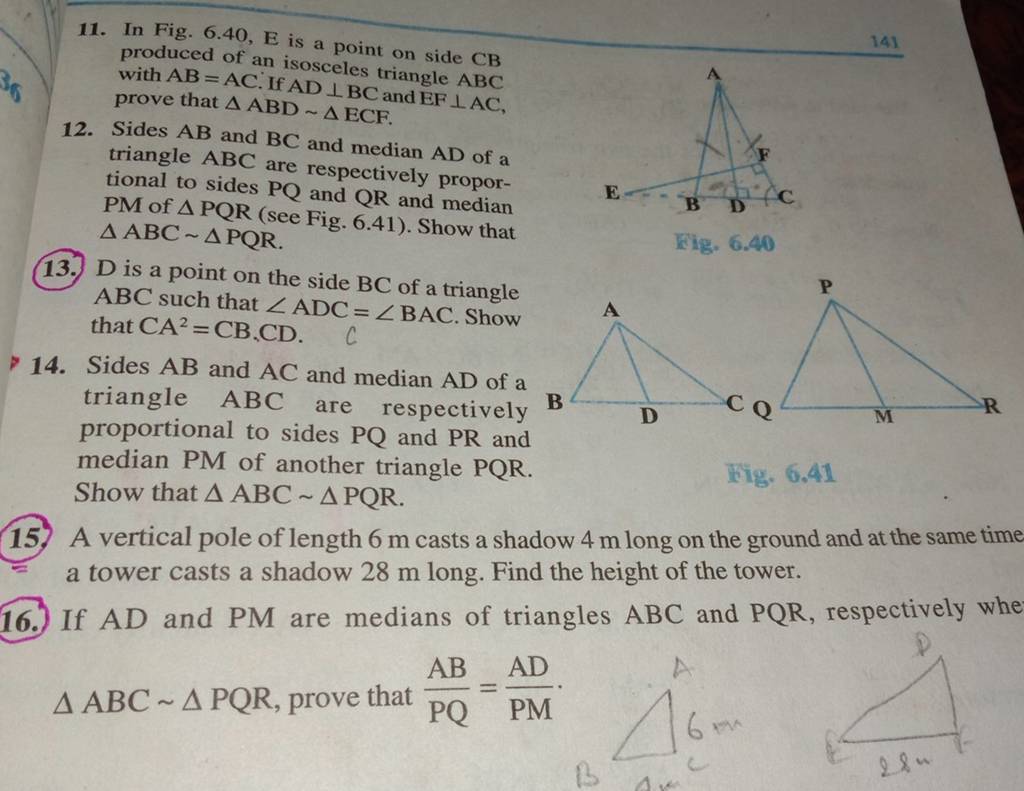 11. In Fig. 6.40, E Is A Point On Side Cb Produced Of An Isosceles Triang..