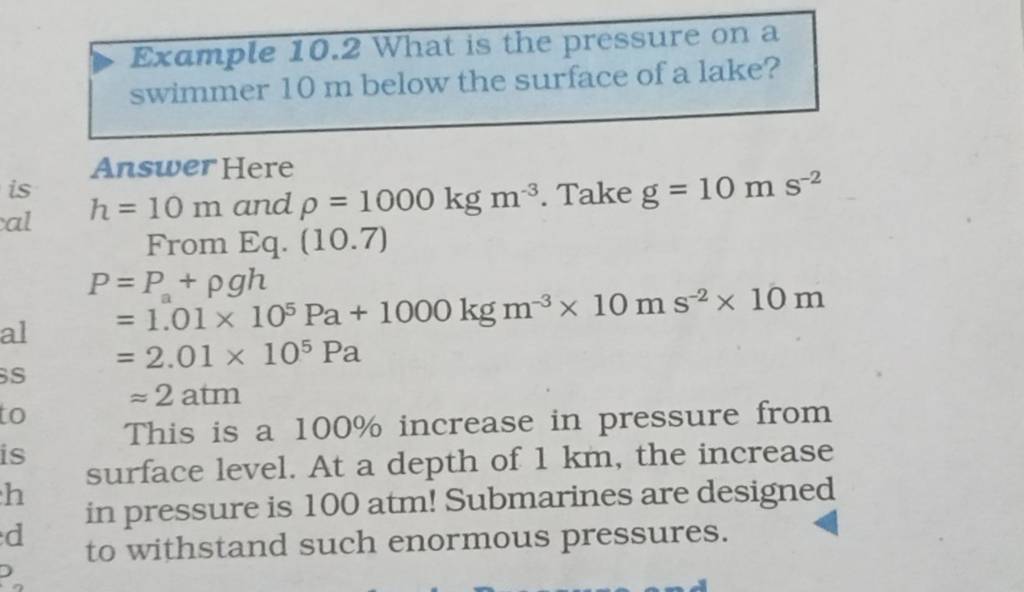 example-10-2-what-is-the-pressure-on-a-swimmer-10-m-below-the-surface-of