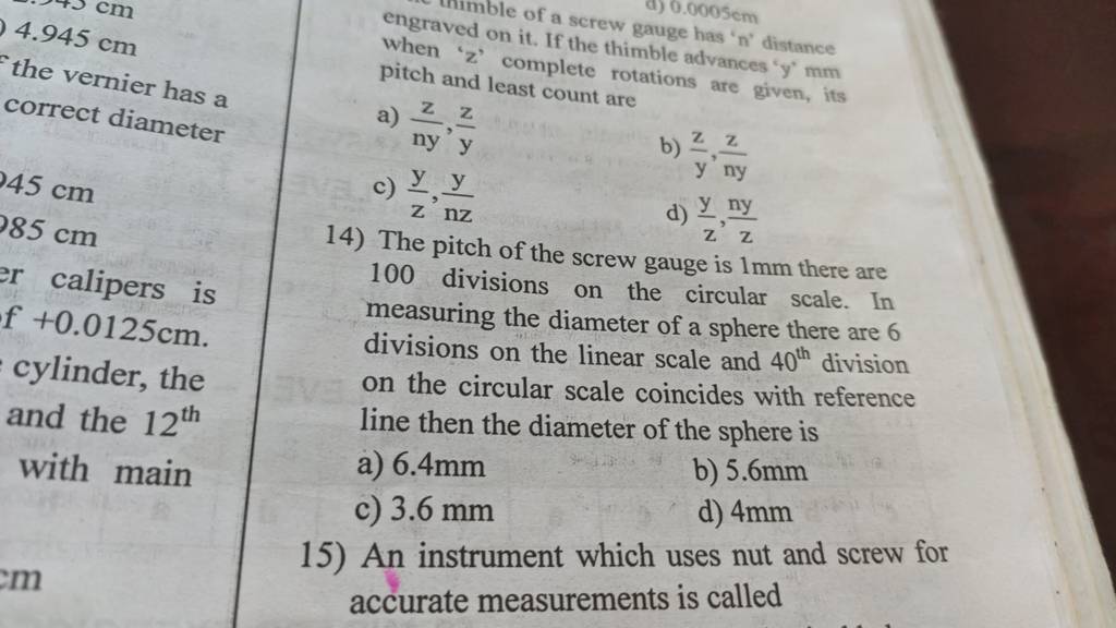 The Pitch Of The Screw Gauge Is 1 Mm There Are 100 Divisions On The Circ the-pitch-of-the-screw-gauge-is-1-mm-there-are-100-divisions-on-the-circ