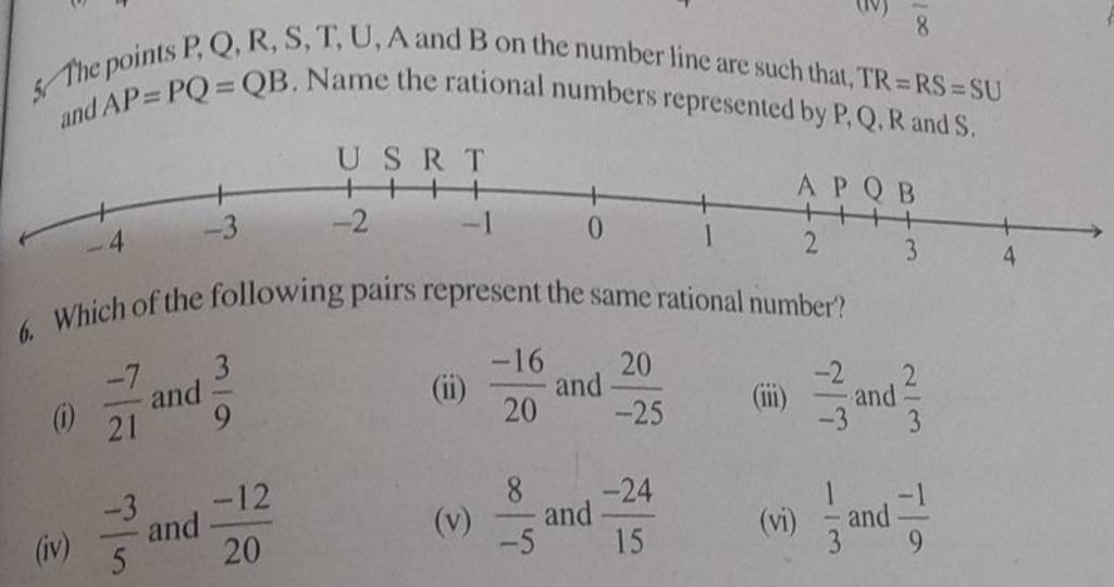 5. The Points P,Q,R,S,T,U,A And B On The Number Line Are Such That, TR=RS..