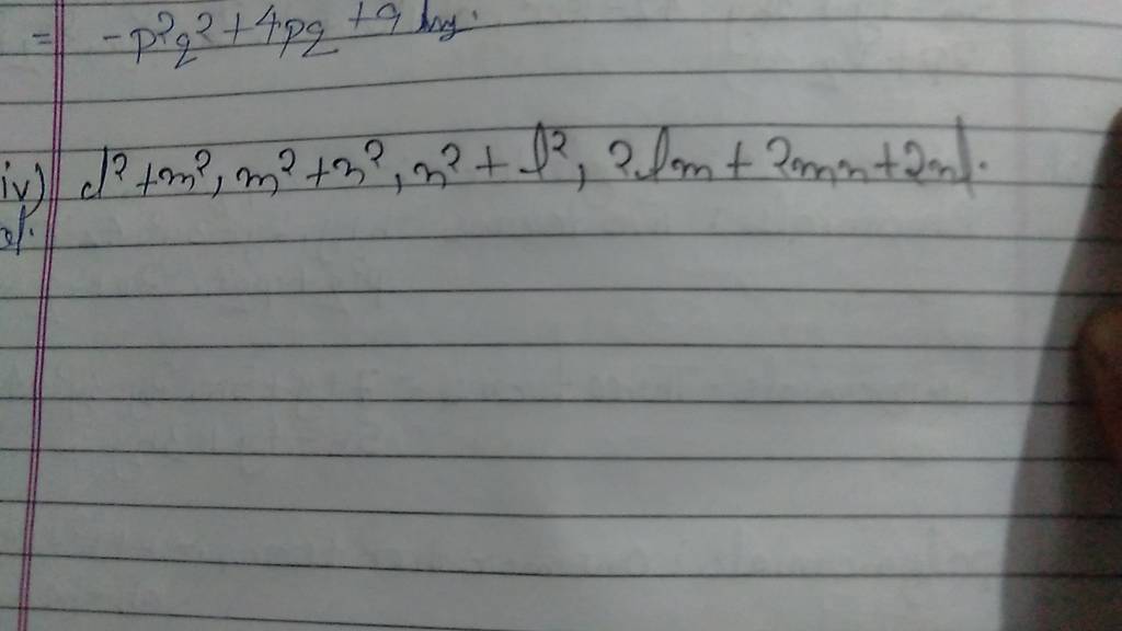 iv) d2+m2,m2+n2,n2+d2,2)m+2mn+2n | Filo