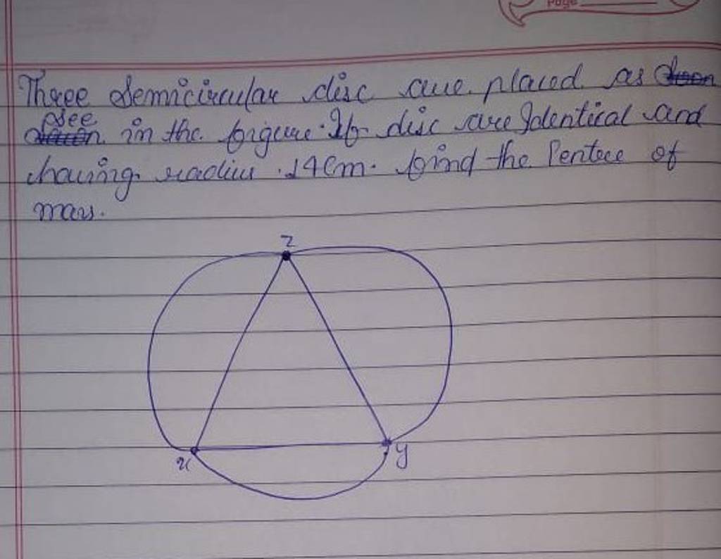 Three demicircular clisc cure praced as chen see in the frgure If dis are Three demicircular clisc cure praced as chen see in the frgure If dis are