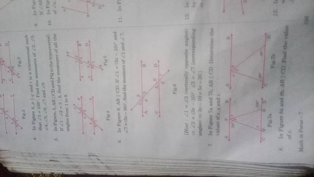 D 4 In Figure 4 P∥q And T Is A Transversal Such That ∠1135∘ Find The 6941