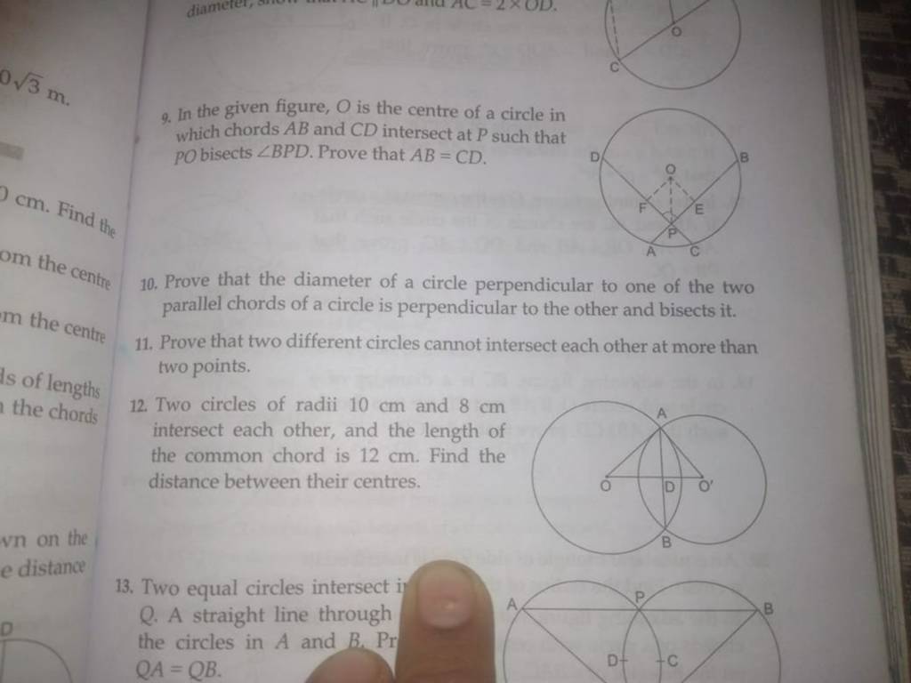 9 In The Given Figure O Is The Centre Of A Circle In Which Chords Ab An