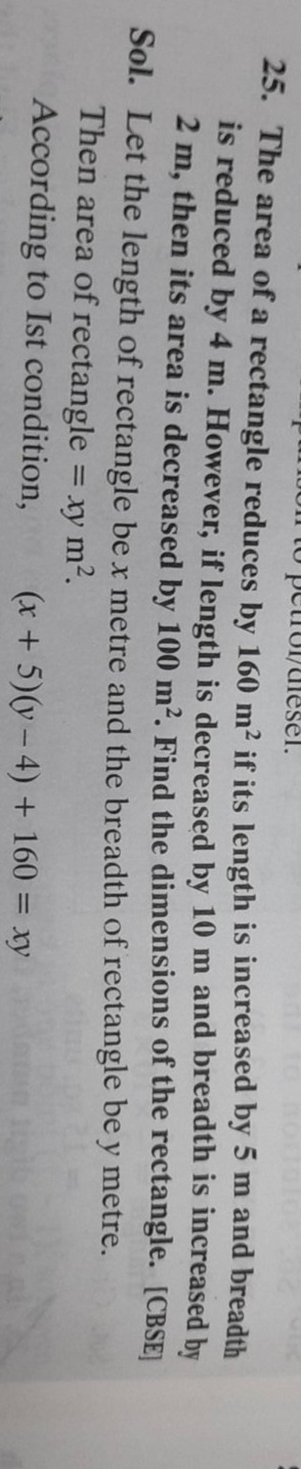25-the-area-of-a-rectangle-reduces-by-160-m2-if-its-length-is-increased