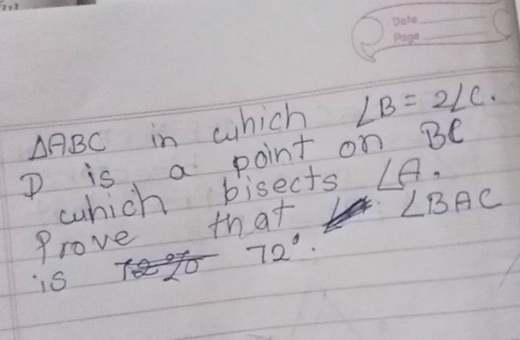 abc-in-which-b-2-c-d-is-a-point-on-bc-which-bisects-a-prove-that-ba