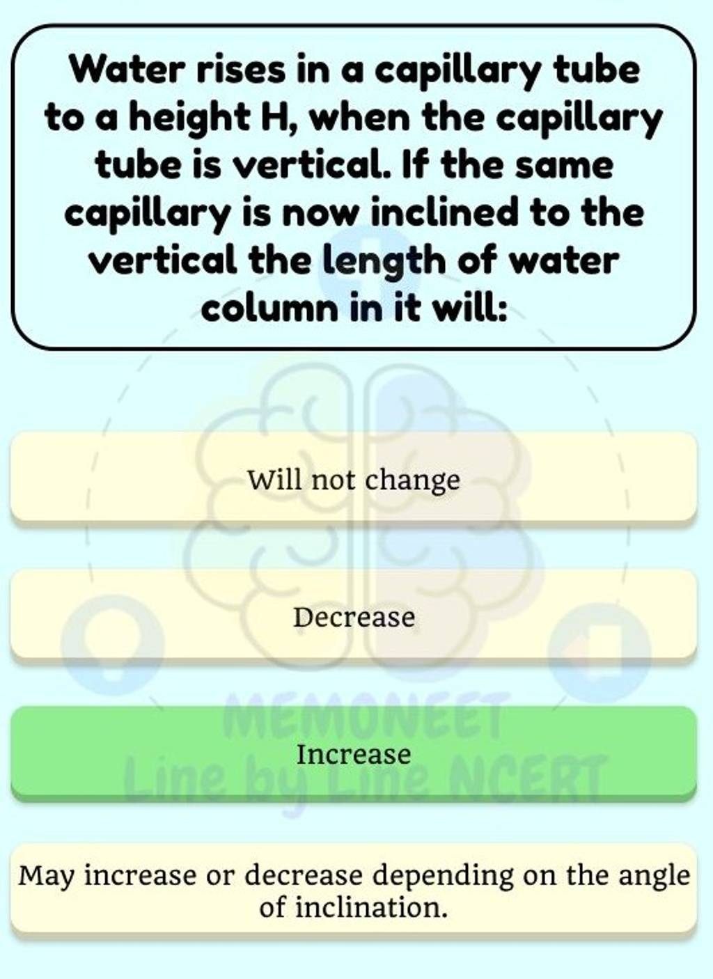 Water rises in a capillary tube to a height H, when the capillary tube is..