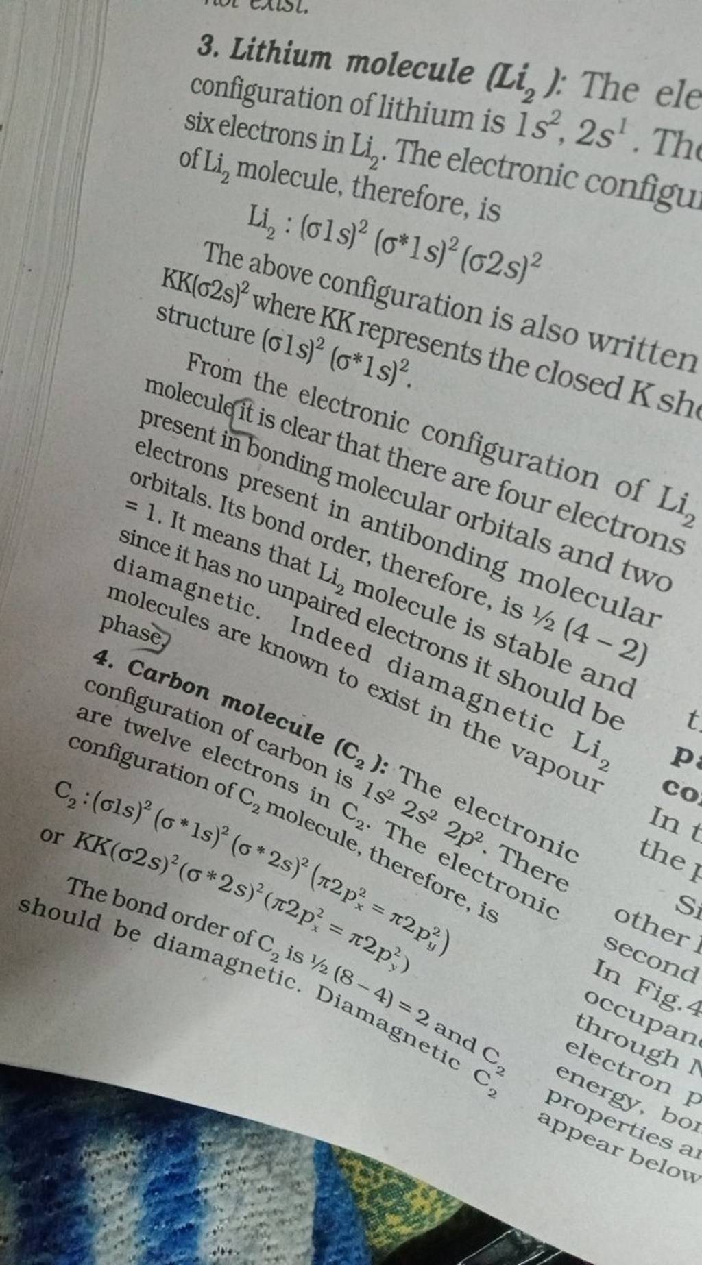 write electronic configuration of lithium molecule