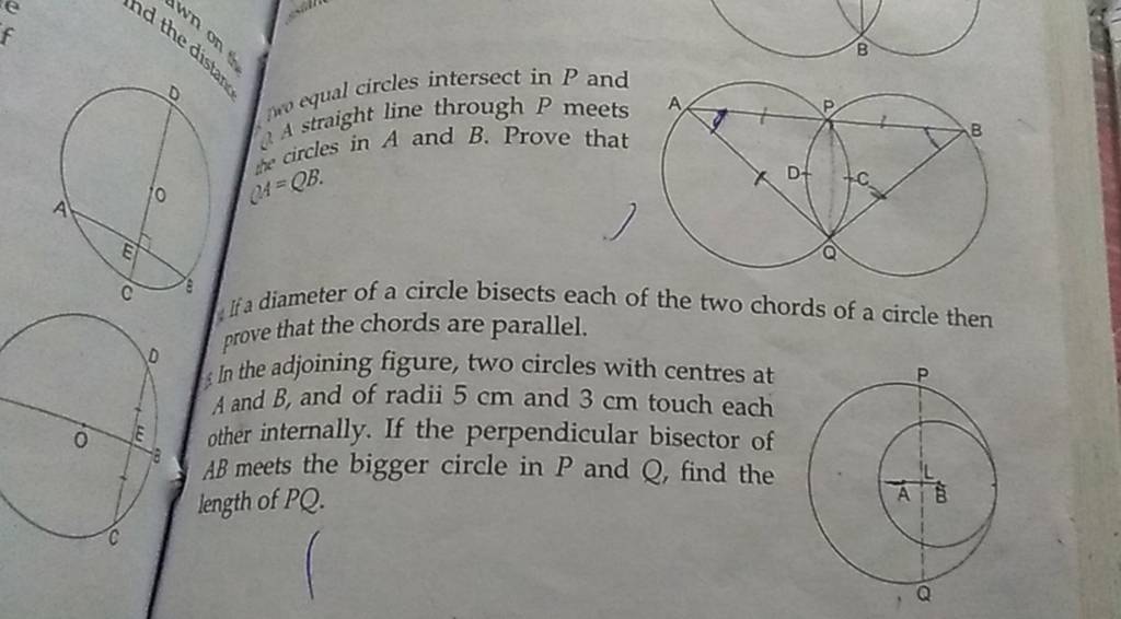 mo equal circles intersect in P and a straight line through P meets
If