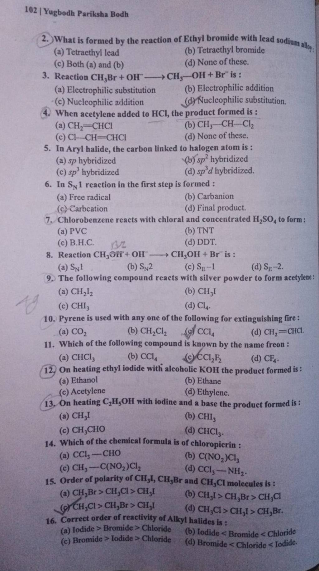 Chlorobenzene reacts with chloral and concentrated H2 SO4 to form