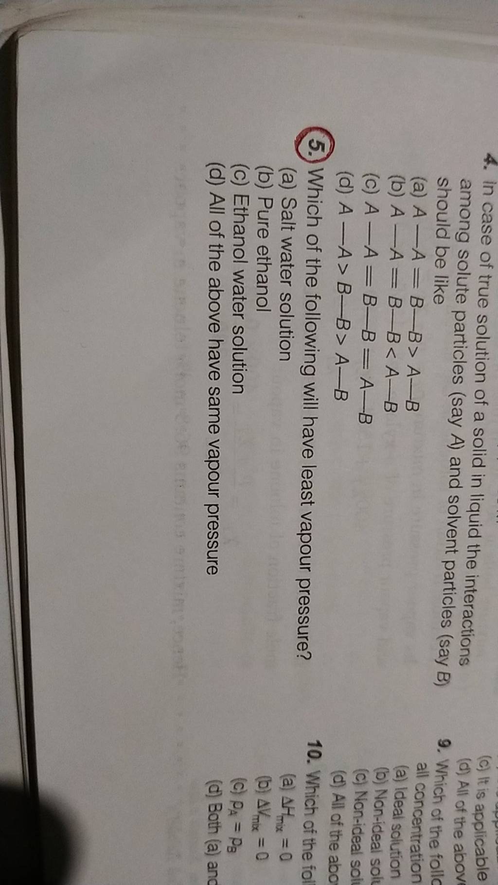 Which Of The Following Has Least Vapour Pressure