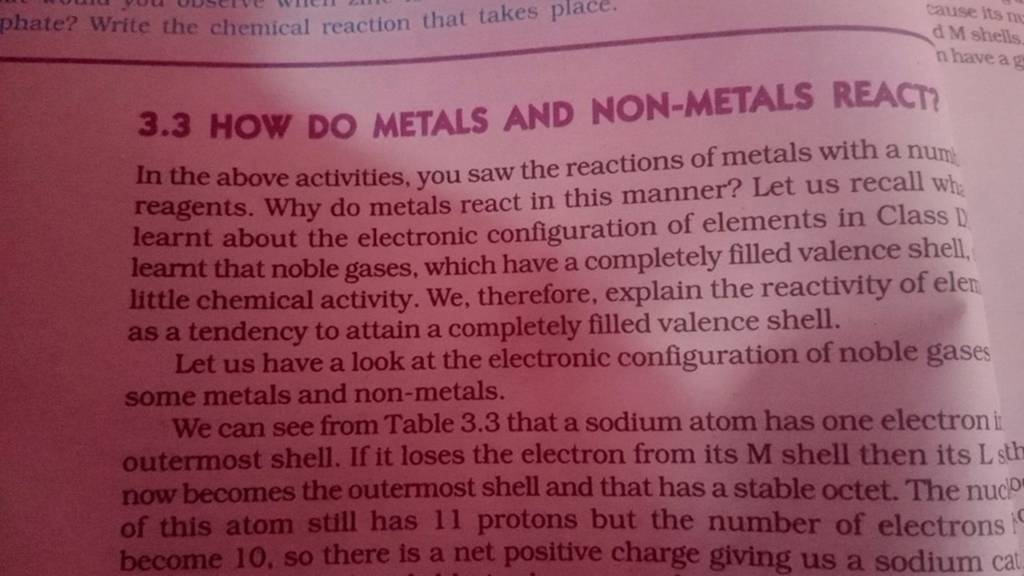 3.3 HOW DO METALS AND NONMETALS REACT? In the above activities, you saw