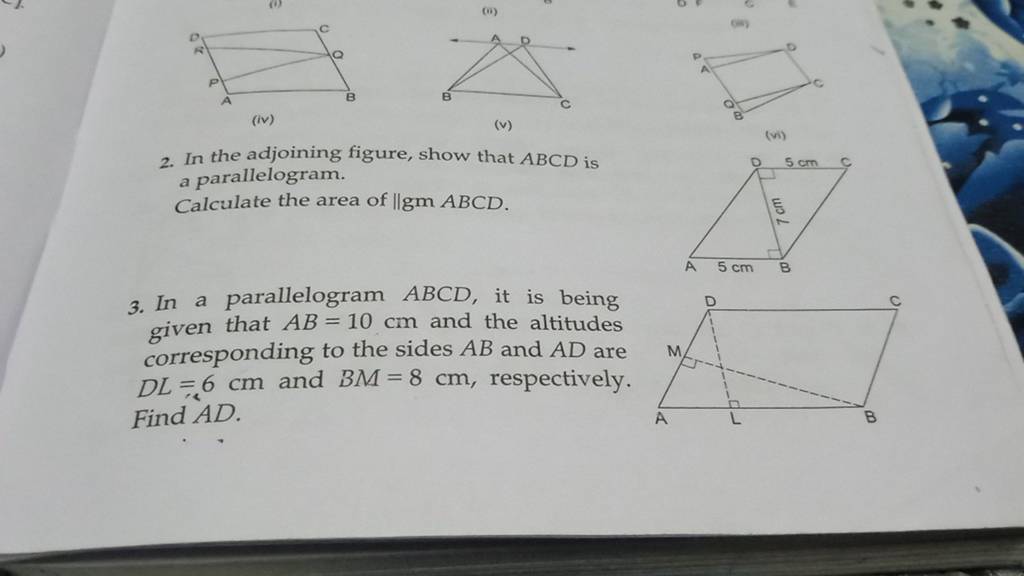 2. In The Adjoining Figure, Show That ABCD Is A Parallelogram. Calculate