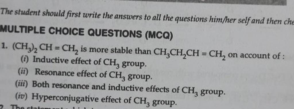 The student should first write the answers to all the questions him/her s..