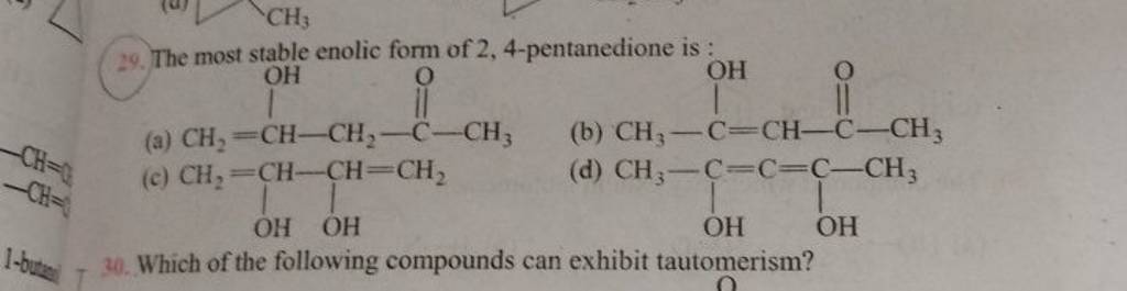 The most stable enolic form of 2, 4-pentanedione is : | Filo