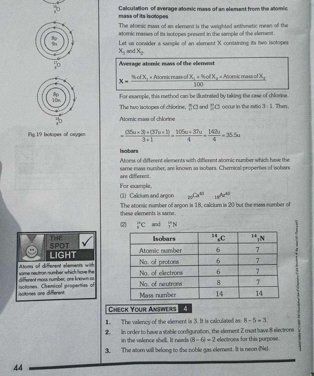 Calculation of average atomic mass of an element from the atomic mass of